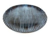 Round Serving Platter, modern stoneware ceramic pottery round plate weddings table settings decorations decor gift present in black indigo