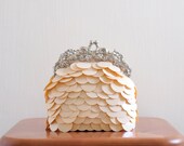 Pastel Nude Purse, nude sequin, silver purse frame