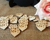 Wood Hearts Confetti Wedding Decoration - Set of 100 , Custom Initials , Wedding Centerpiece , Reception Table Decoration