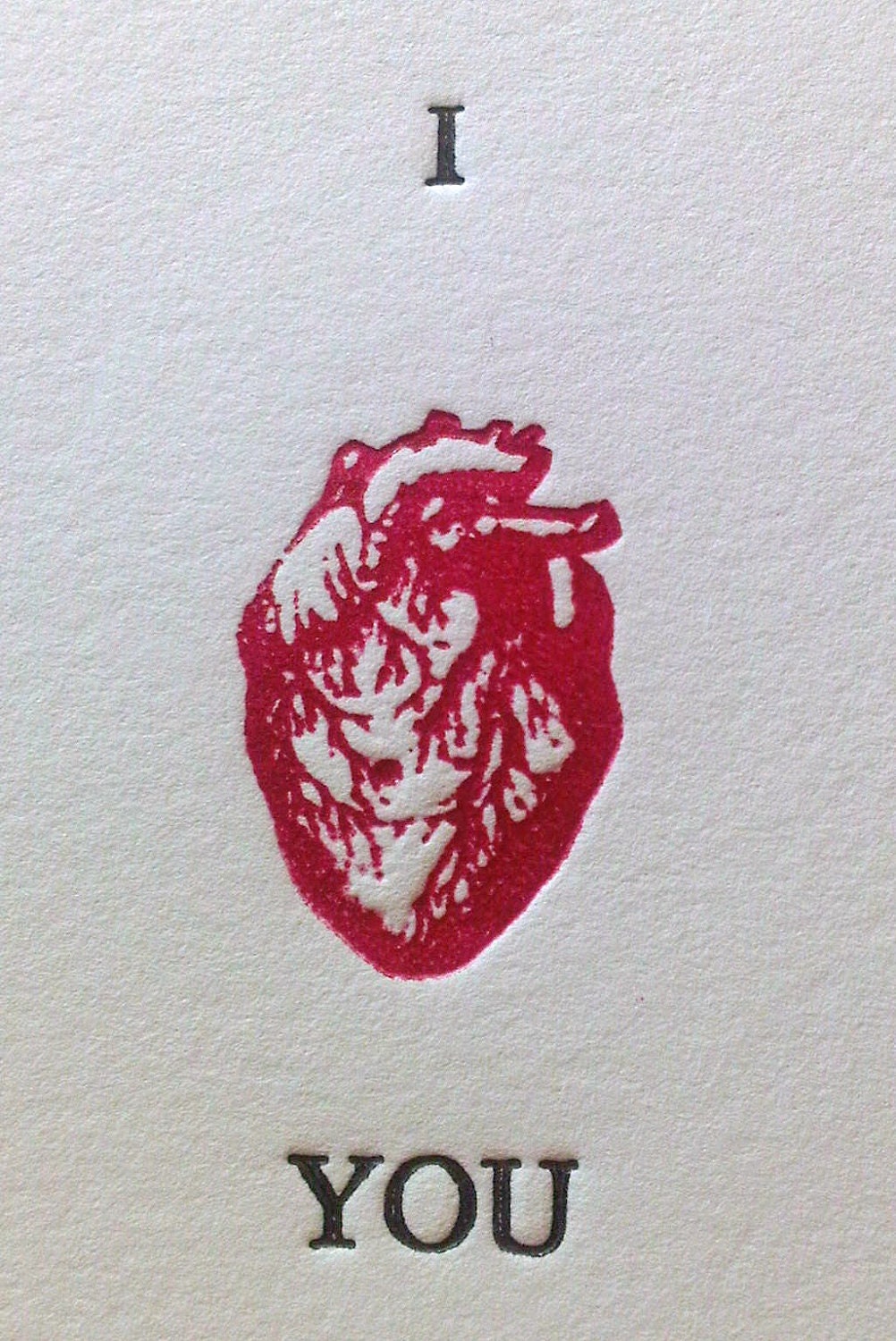 I (Anatomical) Heart You - Hand-printed Valentine's Day or Anniversary Love Letterpress Card