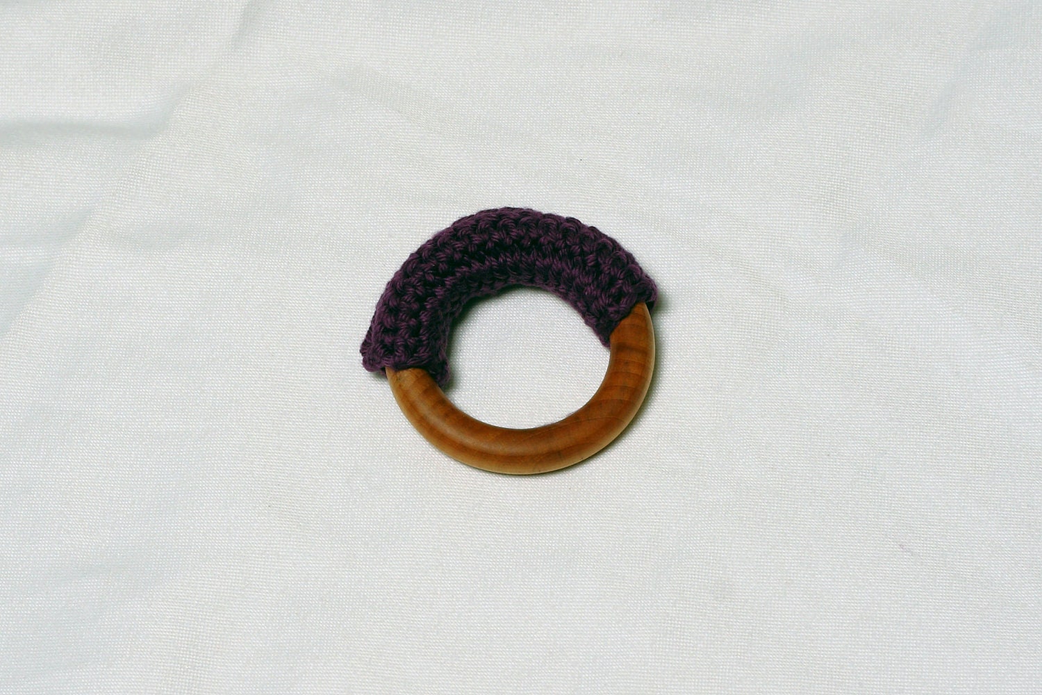 Waldorf inspired crochet teething ring - purple