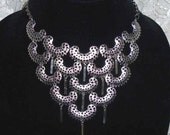 SILVER BIB NECKLACE Vintage Silver Electroplate Retro Jewelry Indian Style Bollywood