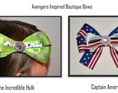 Avengers Inspired Boutique Bows - The Incredible Hulk, Captain America Ribbon - Geek-a-bye Baby Clothing - Comic Geek - Handmade