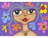 Flower Girl Print, Woman Print, Girl Poster, Girls Room Decor, Whimsical Art Print, 8x10 by Paula DiLeo - AGirlAnOwlAndACat