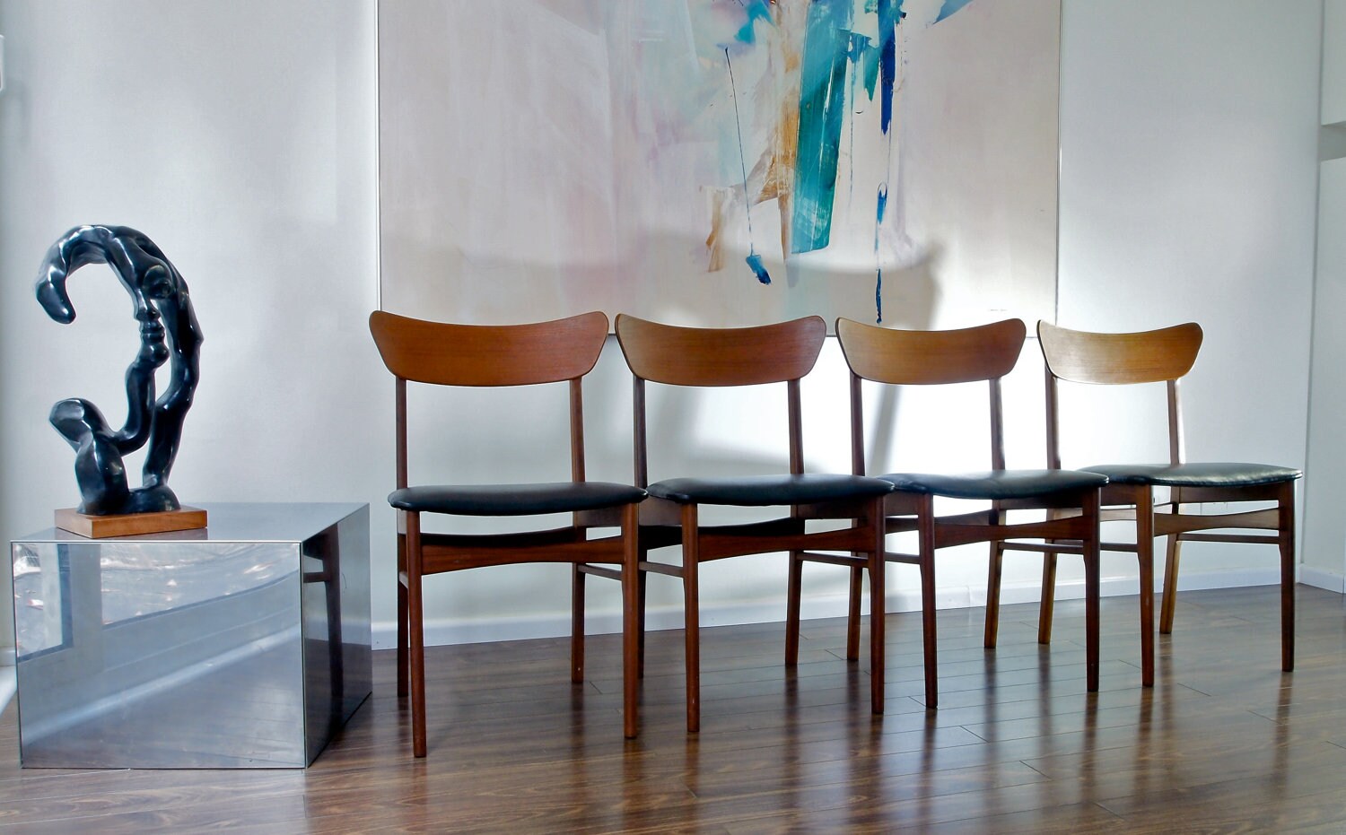 SOLD Danish Teak Dining Chairs Modern Mobbler Modern Denmark Eames Era Hans Wegner Era