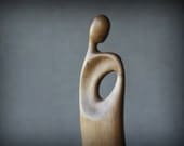 Person V - modern wood sculpture, unique hand carved wood statue
