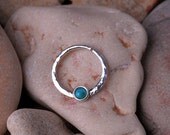 SEPTUM RING / EAR /Cartilage 14 gauge Sterling Silver with 3mm genuine Turquoise stone. Handcrafted