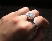 Blue topaz and sterling silver double ring