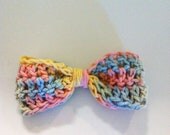 Loose Knit Pastel Buttercream Crocheted Hair Bow - large