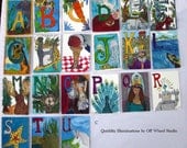Alphabet Art  A  to Z  ACEO Original pen and ink drawings