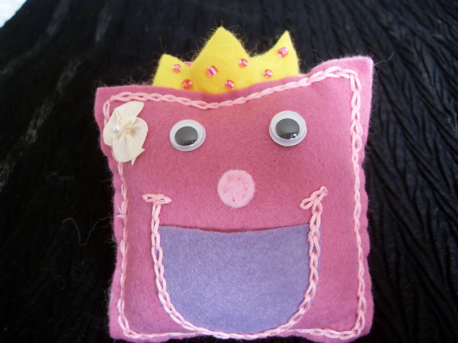 Felt Girls Pink Princess Tooth Fairy Pillow  - Hand made