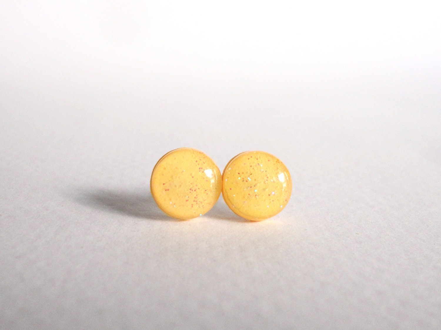 Butter Yellow Glitter Studs -Butter Yellow Studs - Yellow Studs - Yellow Glitter Studs