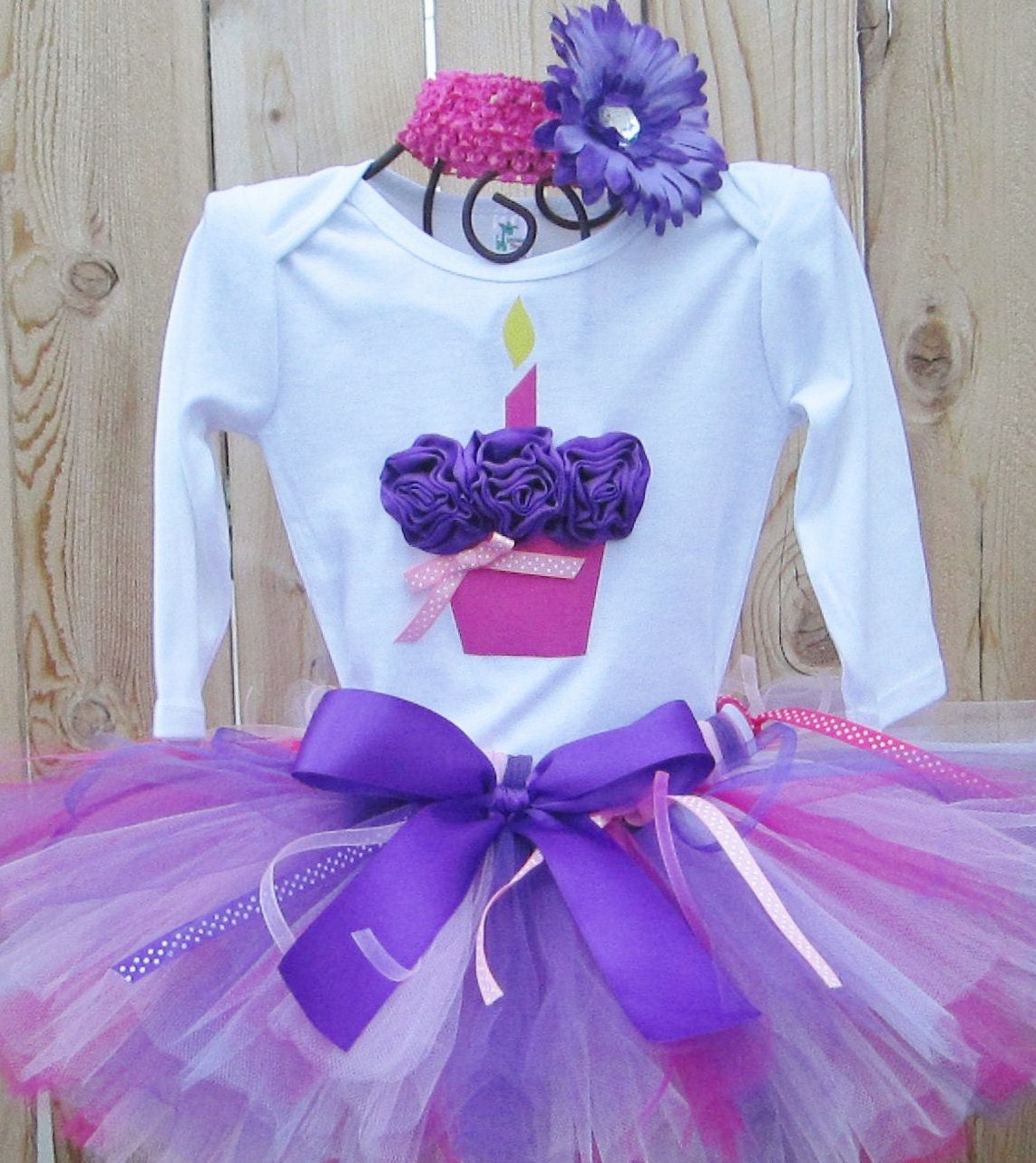 LIL' CUPCAKE BIRTHDAY - 3D Cupcake 1st Birthday Set Includes Tutu, 3D Cupcake Onesie and Free (1) Flower Headband- 1st 2nd 3rd 4th 5th bday