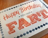 Handmade Typographical Unisex Old Fart Humorous Birthday Greeting Card