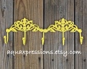 Yellow Metal Wall Hook/ Jewelry Rack/ Key Holder/ Bath Towels Laundry/ Mud Room/ Organizer/ Bathroom/ Bedroom/ Living Room/ Cast Iron