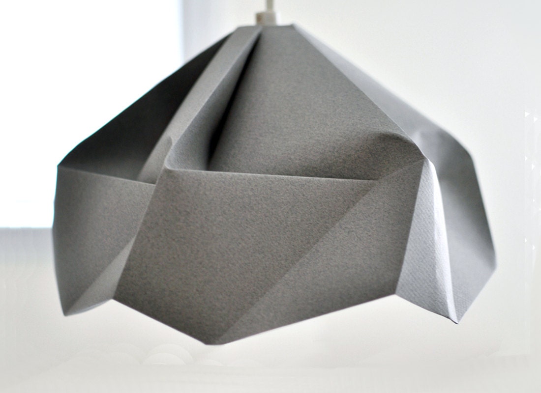 Snowflake: Origami Paper Lamp Shade / Lantern - Grey