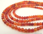Red Agate Round Beads, 4mm, 16 Inch Strand, Whole Strand - JSWMetalWorksSupply