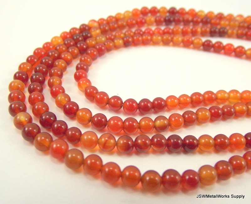 Red Agate Round Beads, 4mm, 16 Inch Strand, Whole Strand