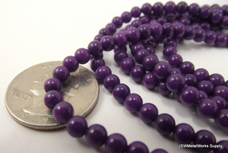 Mountain Jade Round Beads, Purple, 4mm, 16 Inch Strand, Whole Strand
