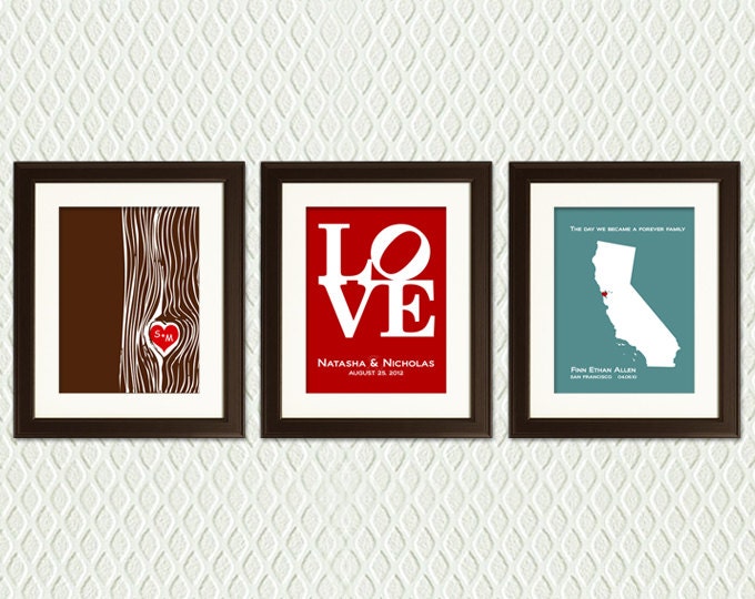 WEDDING SIGNAGE - Personalized Trio of Prints for Wedding Signs