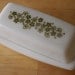 Vintage Pyrex Green floral Spring Blossoms Crazy Daisy Butter Dish