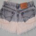 Vintage Levi High Waisted, Dip Dyed, Destroyed & Studded Jean Shorts