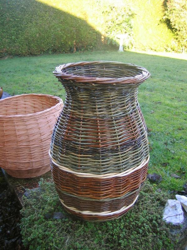 Willow Display Urn Vase Tall Basket,  Natural Multi Coloured,  (ref 12-6)