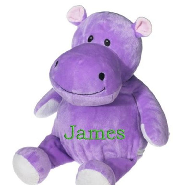 stuffed purple hippopotamus