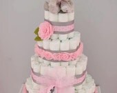Diaper Cake: Pink and Grey with Elephant Il_170x135
