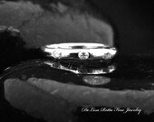 Recycled Pure Silver And White Sapphire Stackable Ring Wedding Band