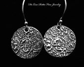 Recycled Silver Antique Victorian Rose Lace Earrings