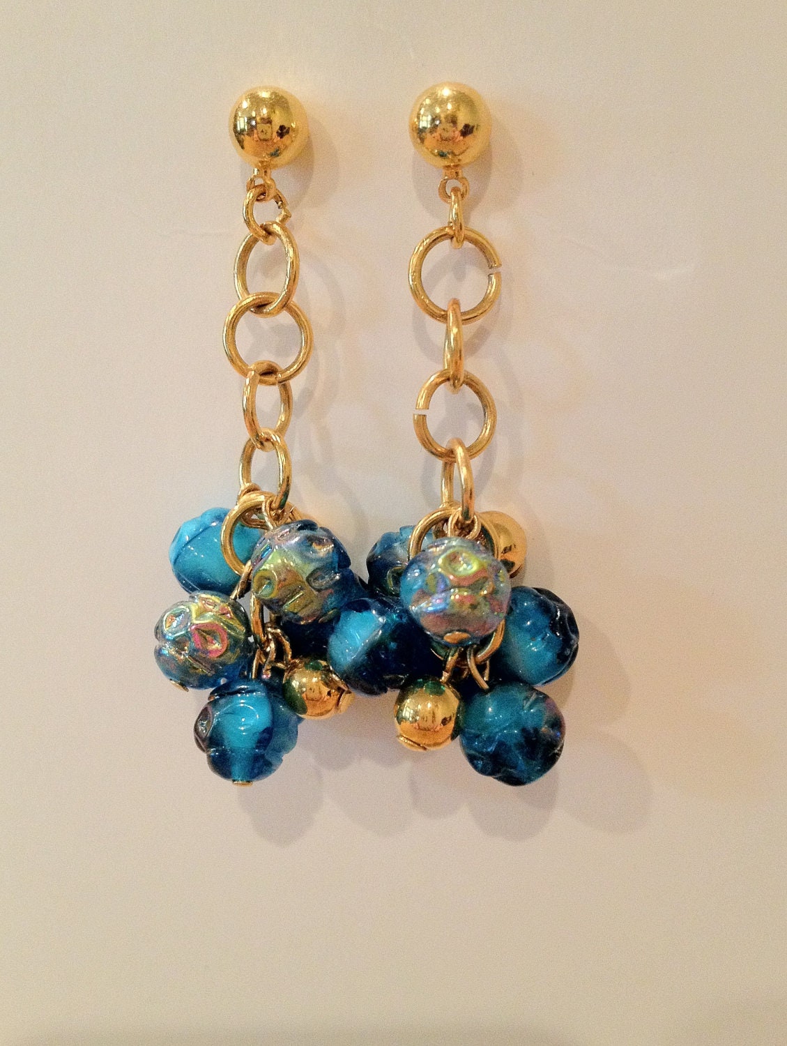 Blue Vintage Beads on Gold Chain