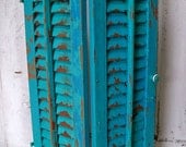 Wooden shutter Caribbean blue aqua beachy cottage wall or table home decor Anita Spero