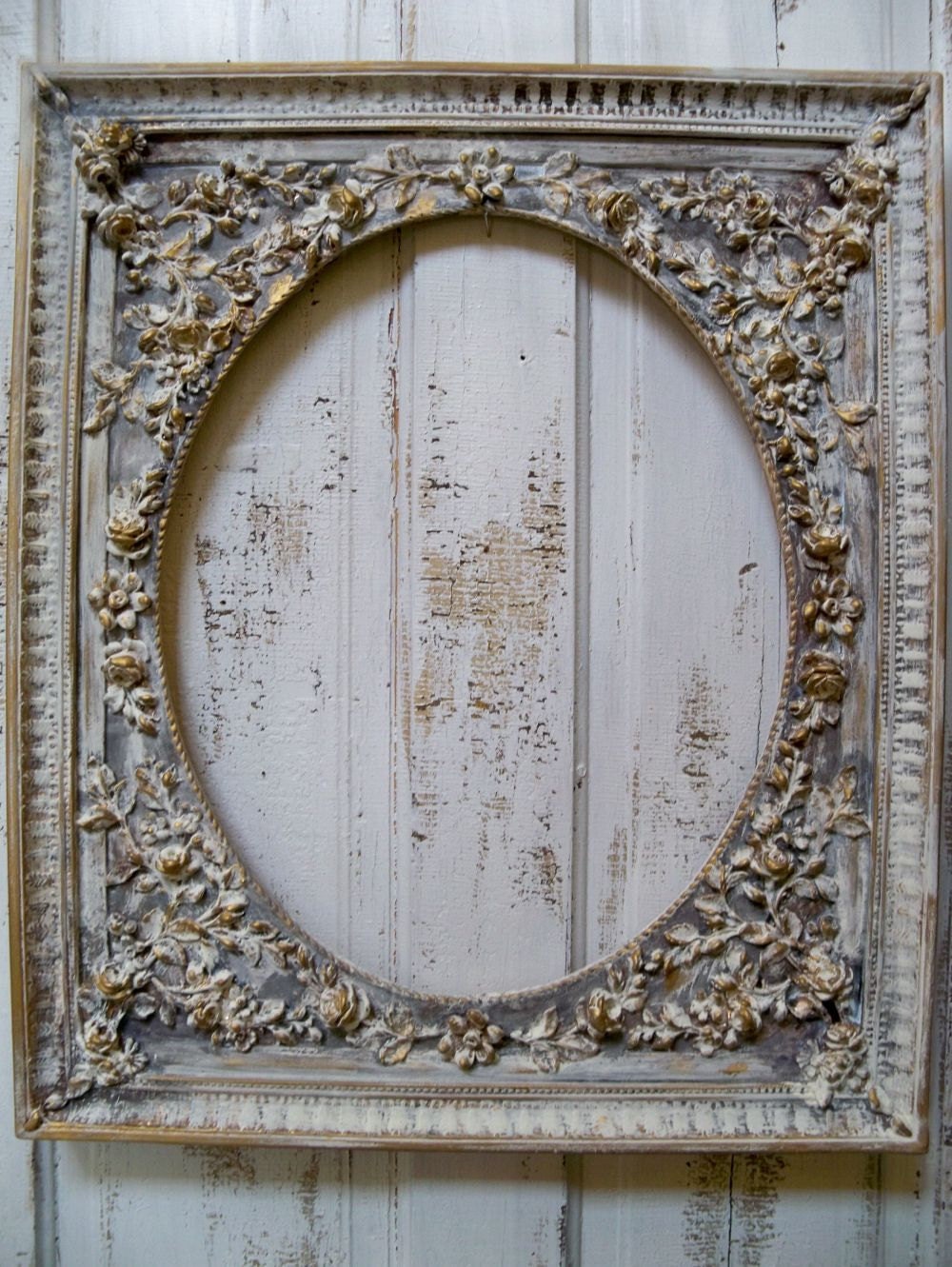 Shabby chic rose covered frame vintage distressed large wall decor Anita Spero
