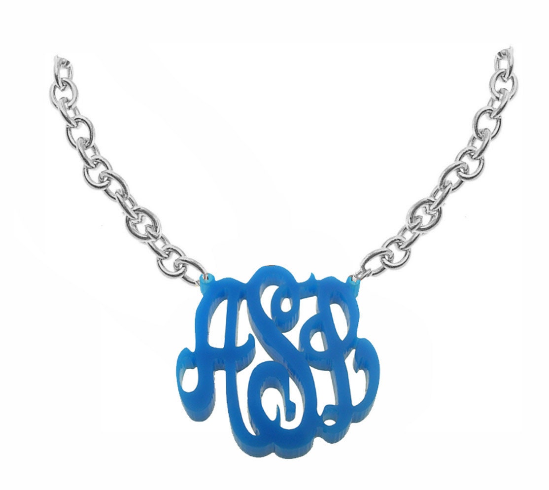Designer Initials Necklace 1.25" (Order  your initials and favorite color)