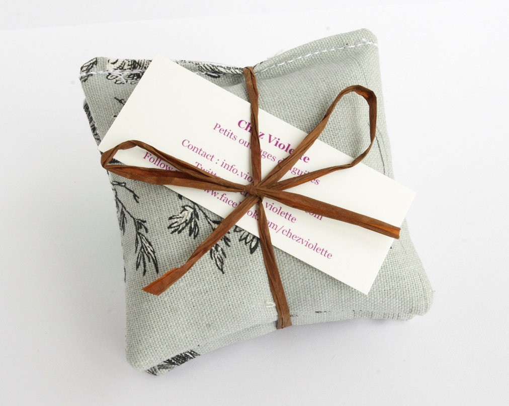 Lavender Sachet French Pillow Farmhouse Grey toile