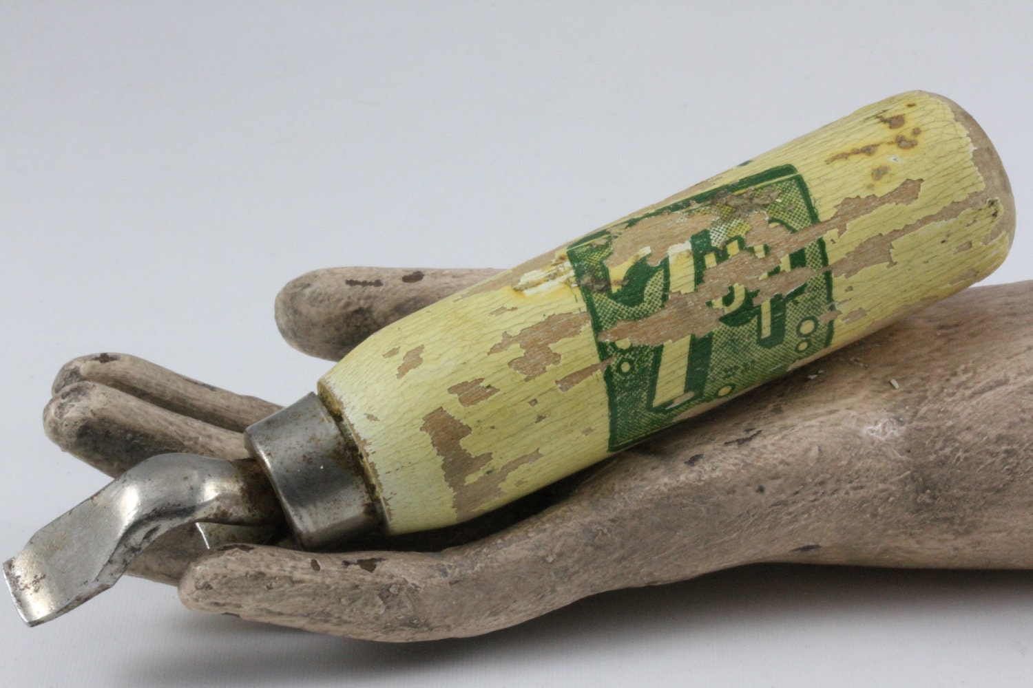 Vintage 7-Up Wooden Yellow and Green Handle Bottle Opener - Vancouver