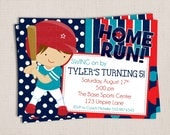 Little Boy's Stripes & Polka Dots Baseball Birthday Party Printable Invitation Il_170x135