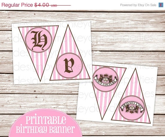 SALE Juicy Couture Inspired Birthday Party Printable Diy Pendant Banner "Happy Juicy Birthday" Il_170x135
