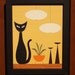 Mid Century Modern, 11 X 14 Original Acrylic, Cat