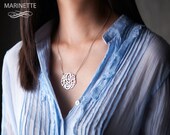 1.25 inch Monogram necklace in sterling silver - Expedited shipping