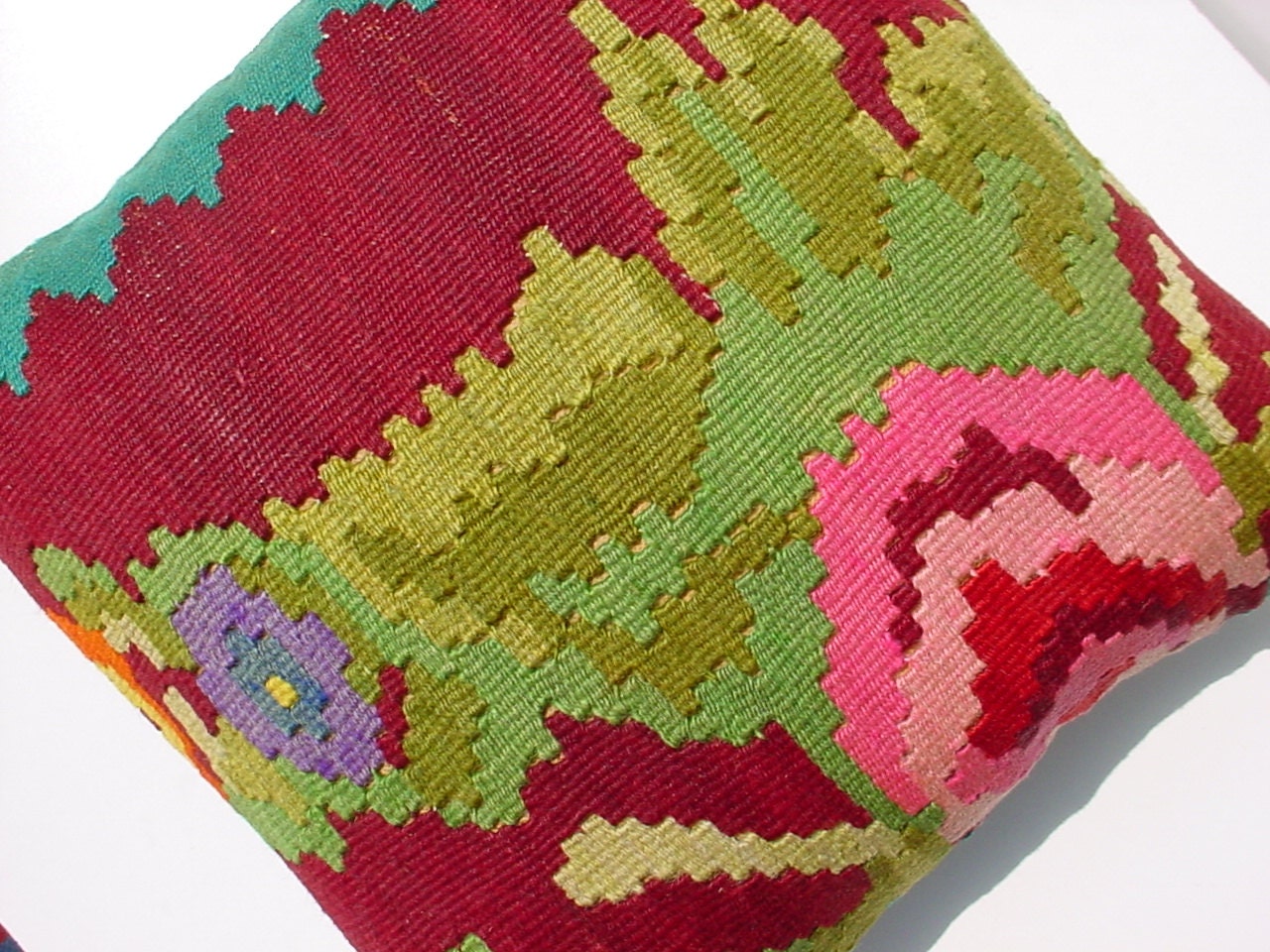 MODERN Bohemian Home Decor , Handwoven Moldovian Kilim Pillow Cover 16" X 16",Tribal Pillow,Vintage Kilim Pillow,Throw Pillow