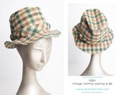 Vintage 60s Plaid Floppy Hat with Band