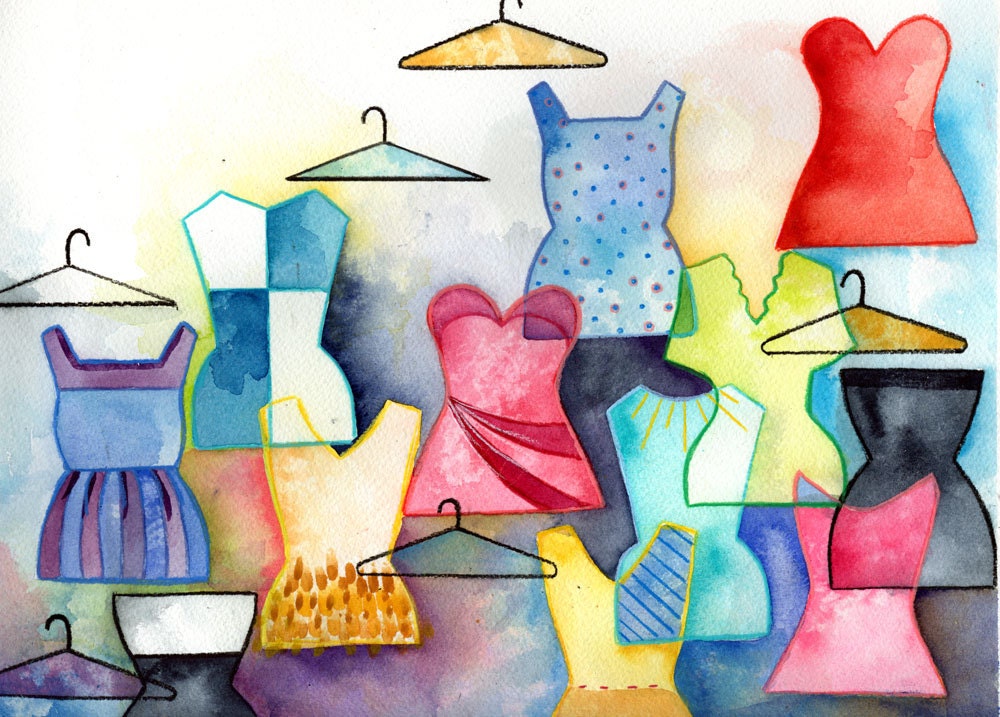Which One Are You -  Original Painting dress Lauren Alexander watercolor
