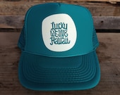 Lucky We Live Hawaii Hat - Turquoise & Cream