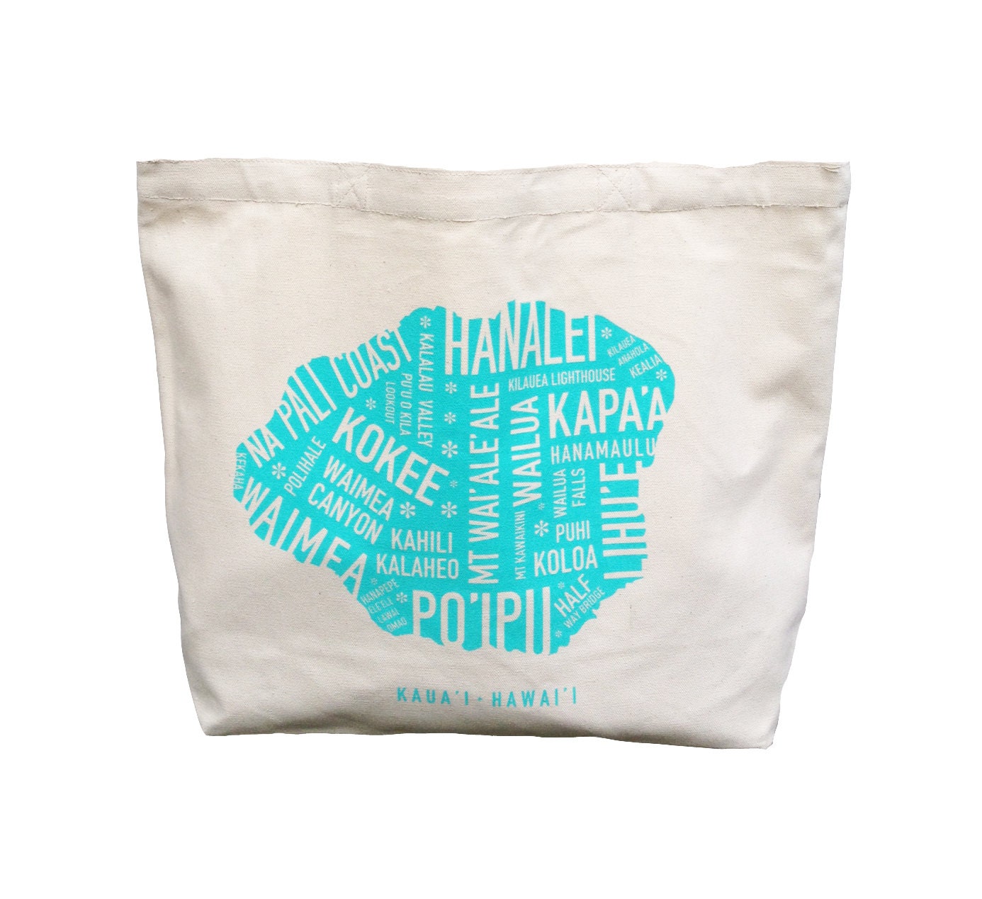 Seafoam Blue Kauai Map Tote
