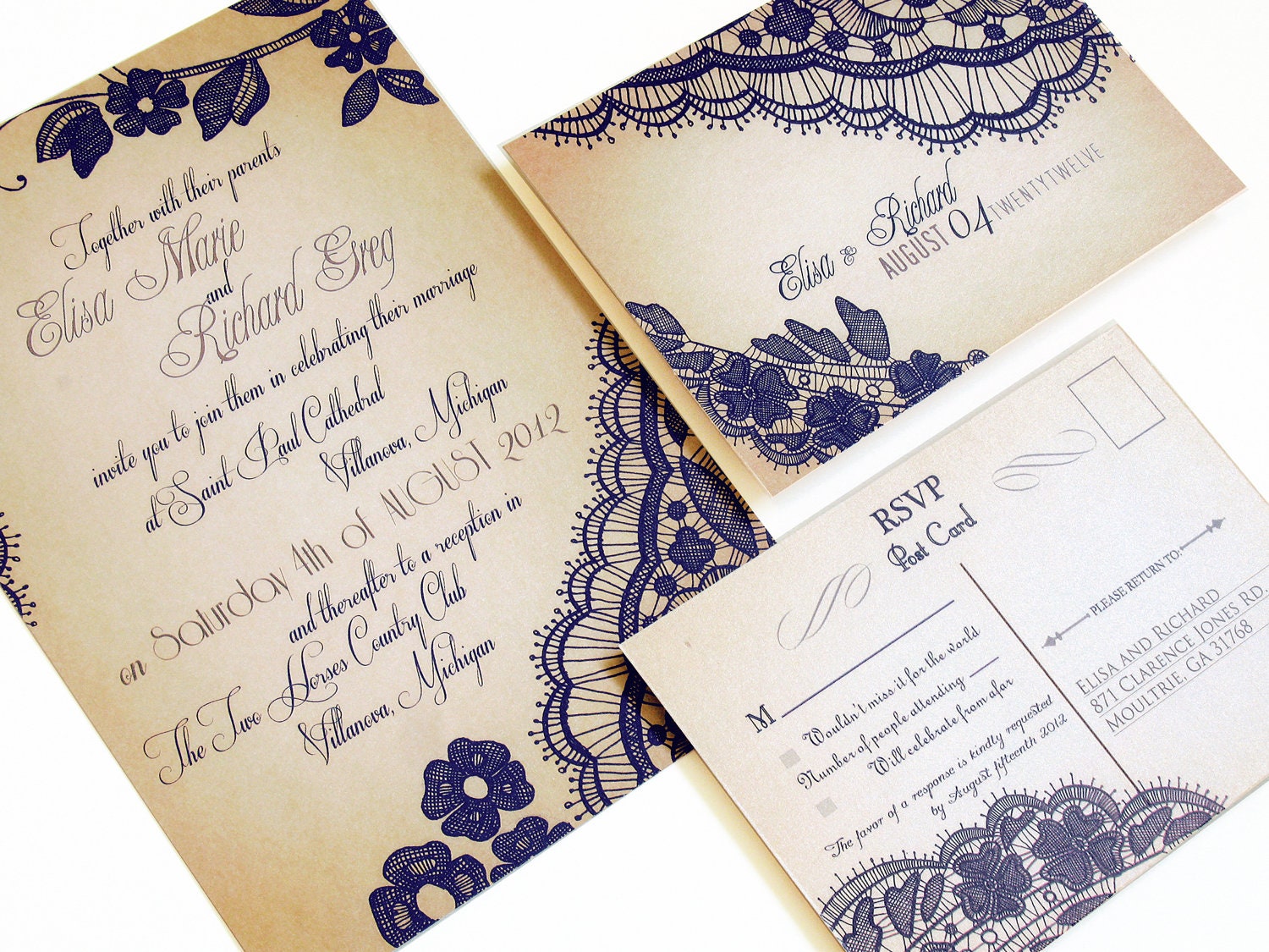 Beautiful lace Invitations - customizable to your color palette