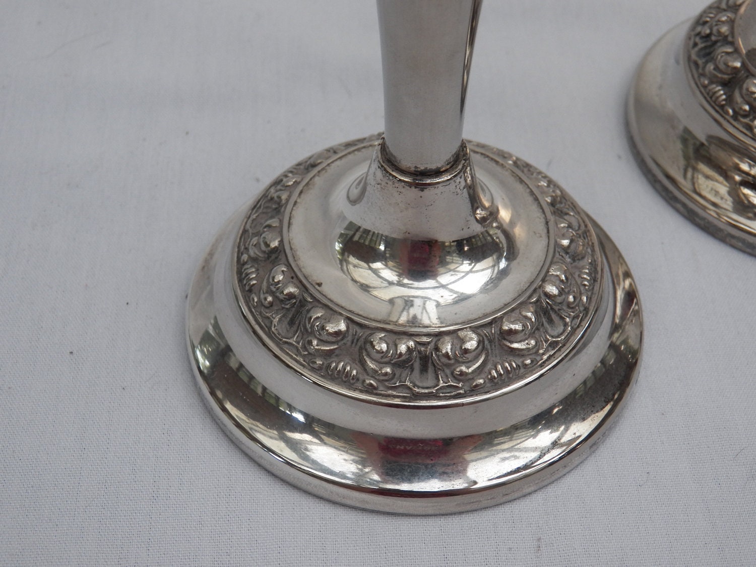 Pair Vintage Silver Candlesticks - Ianthe of England- Candle Holder Centerpiece- Art Deco Lighting Home Accessory- Wedding Anniversary Gift