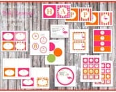 Pink and Orange Pink Flamingo Printable Party Collection- Custom Invitation