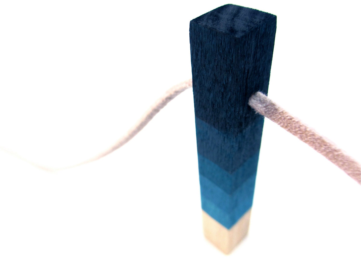 OMBRE NECKLACE Wood Pendant Necklace Wood Jewelry Reclaimed Wood Art Painted Wood Necklace Indigo Blue Ombré